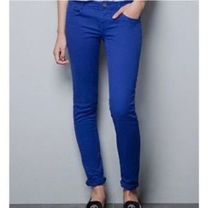 Zara cobalt low rise skinny jeans